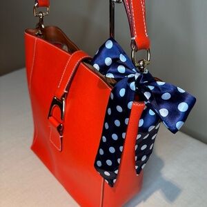 🔥Dooney & Bourke Vibrant Red Shoulder Bag, Key Chain and  Scarf.